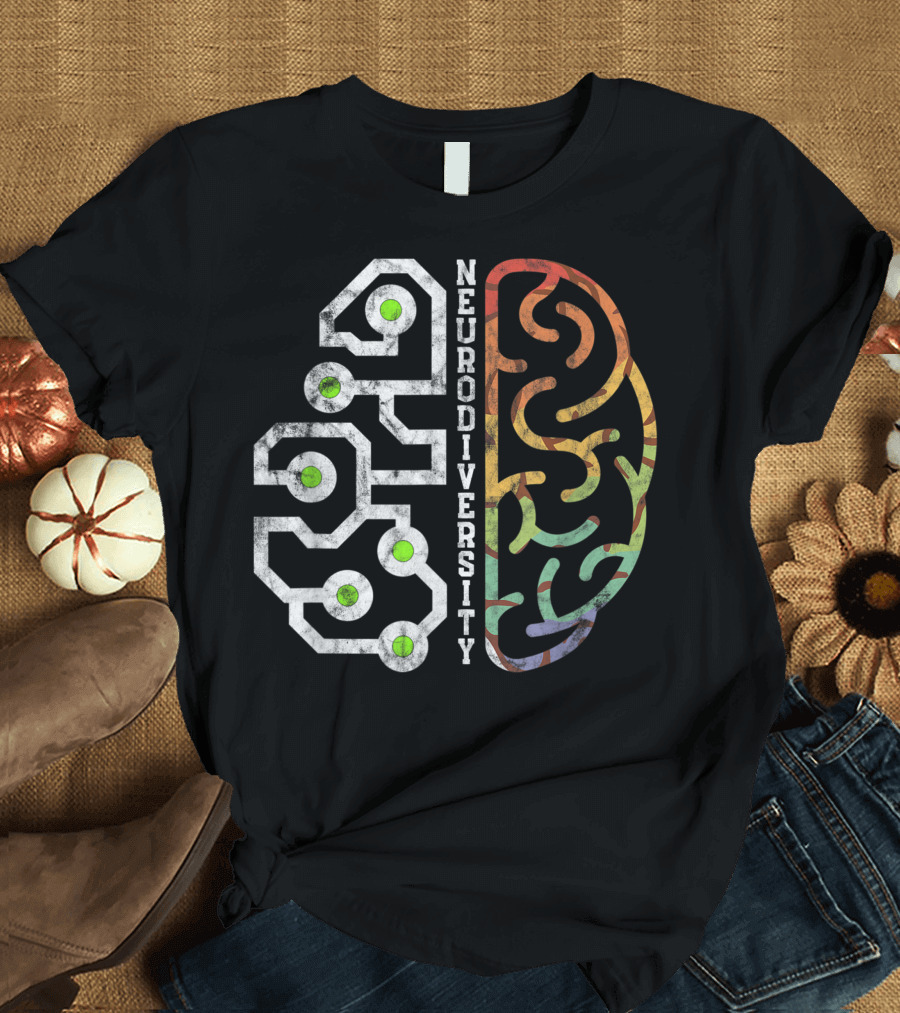 Neurodiversity Brain Circuit Rainbow Autism Awareness T-Shirt