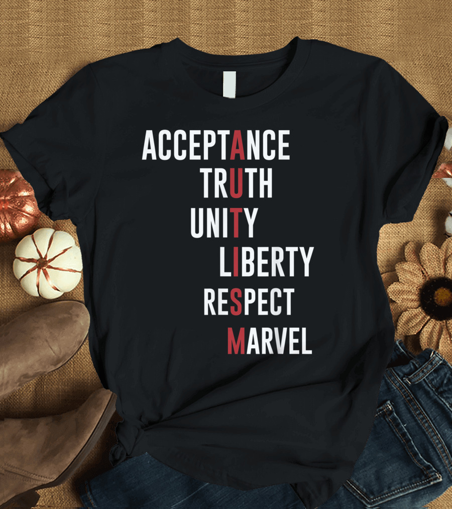 ACCEPTANCE TRUTH UNITY LIBERTY RESPECT MARVEL AUTISM T-Shirt