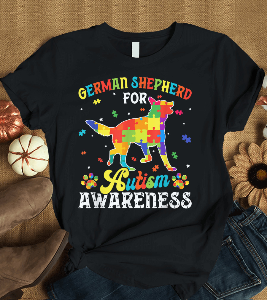 German Shepherd for Autism Awareness Dog Dad T-Shirt