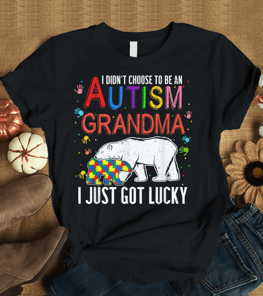 I Didn't Choose to Be an Autism Grandma I Just Got Lucky T-Shirt
