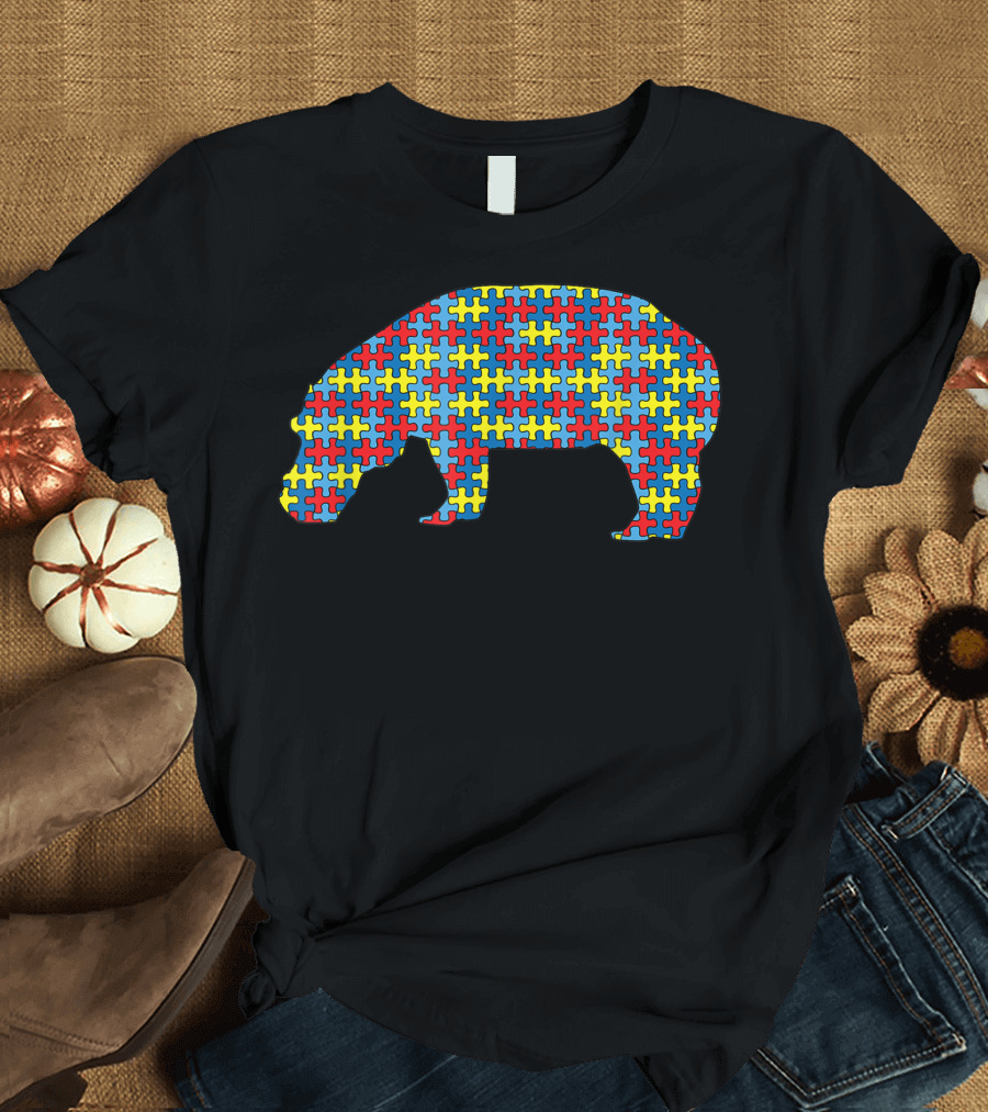 Hippopotamus Autism Awareness Kids Puzzle Herd Day T-Shirt