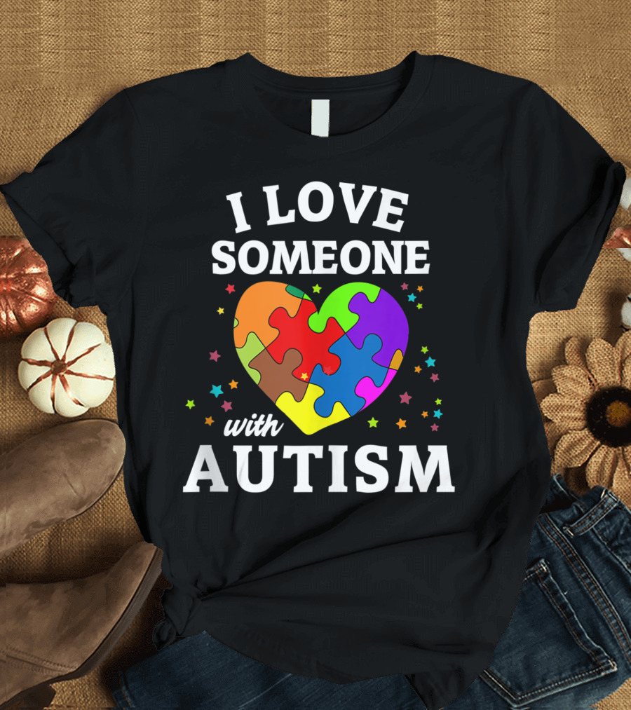 I Love Someone With Autism Heart Puzzle Stars T-Shirt