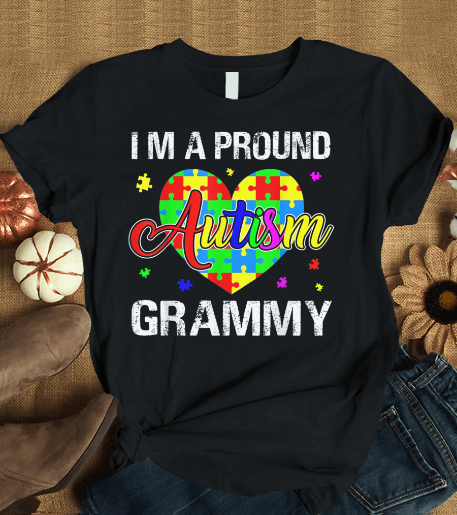 I'M A PROUD AUTISM GRAMMY AUTISM AWARENESS PUZZLE HEART T-Shirt