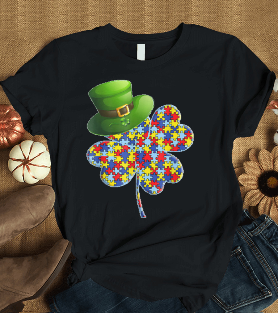 Irish Autism Shamrock Puzzle Piece St. Patrick's Day T-Shirt