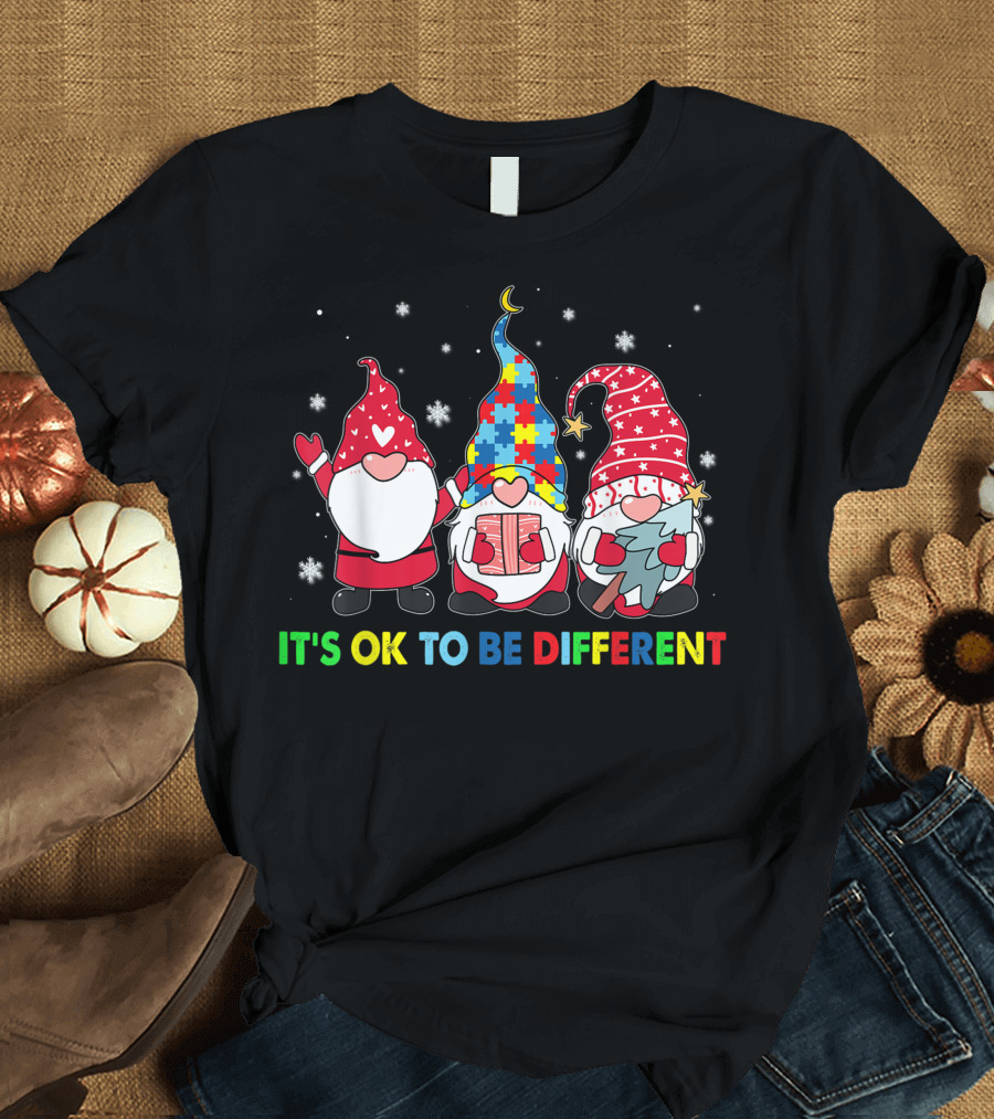 It's OK To Be Different Gnomes Autism Awareness Puzzle T-Shirt