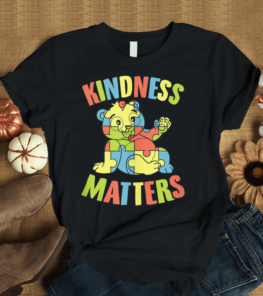 Kindness Matters Autism Puzzle Piece Panda Bear T-Shirt