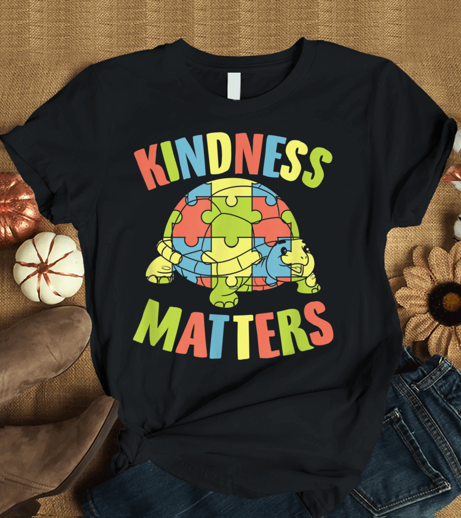 Kindness Matters Autism Puzzle Piece Turtle T-Shirt