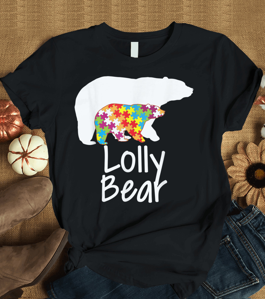 Lolly Bear Autism Awareness Rainbow Puzzle T-Shirt