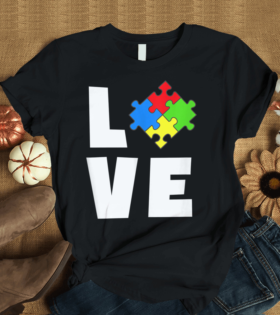Love Autism Awareness Puzzle Piece Autistic T-Shirt