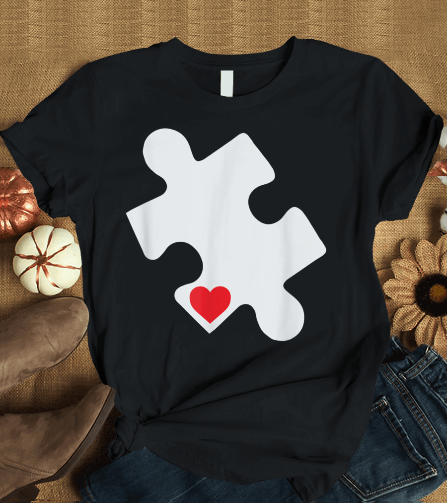 Love Autism Awareness Puzzle Piece Heart T-Shirt