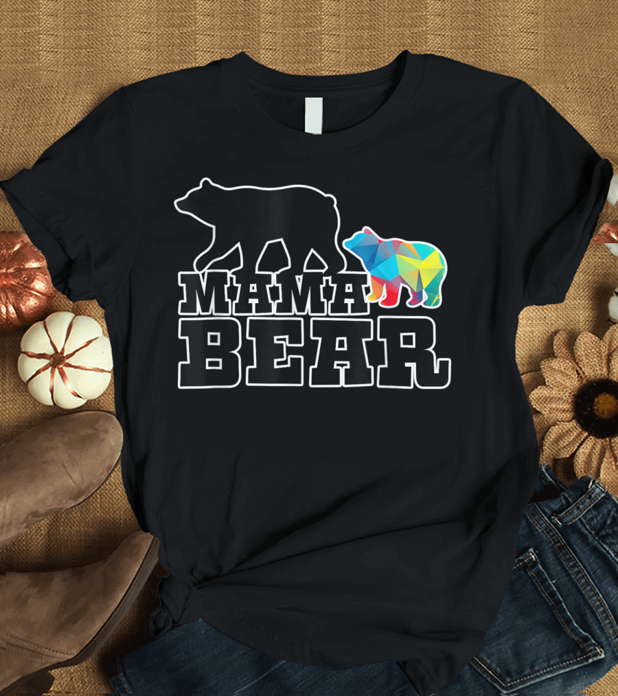 Mama Bear Baby Bear Autism Awareness Colorful T-Shirt