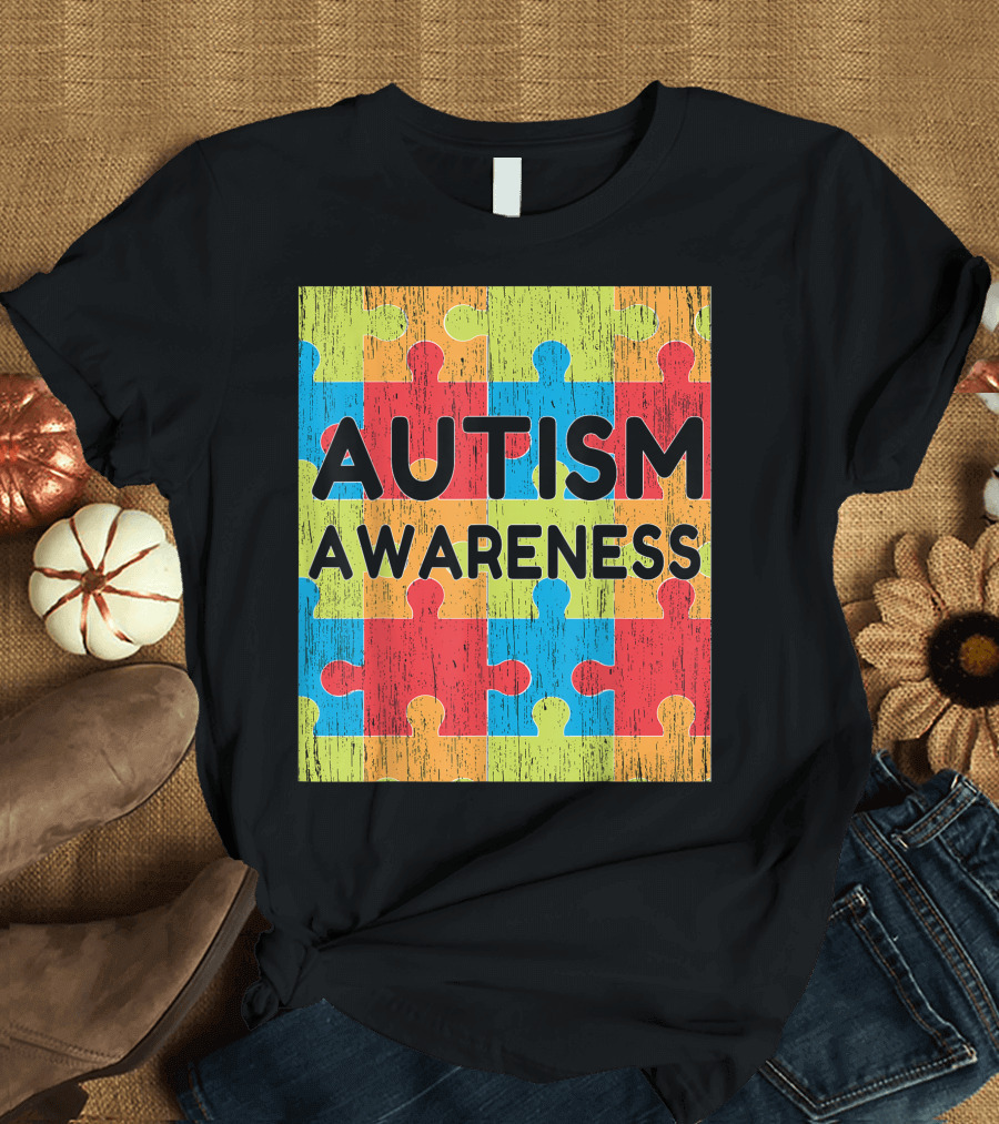 Autism Awareness Distressed Puzzle T-Shirt