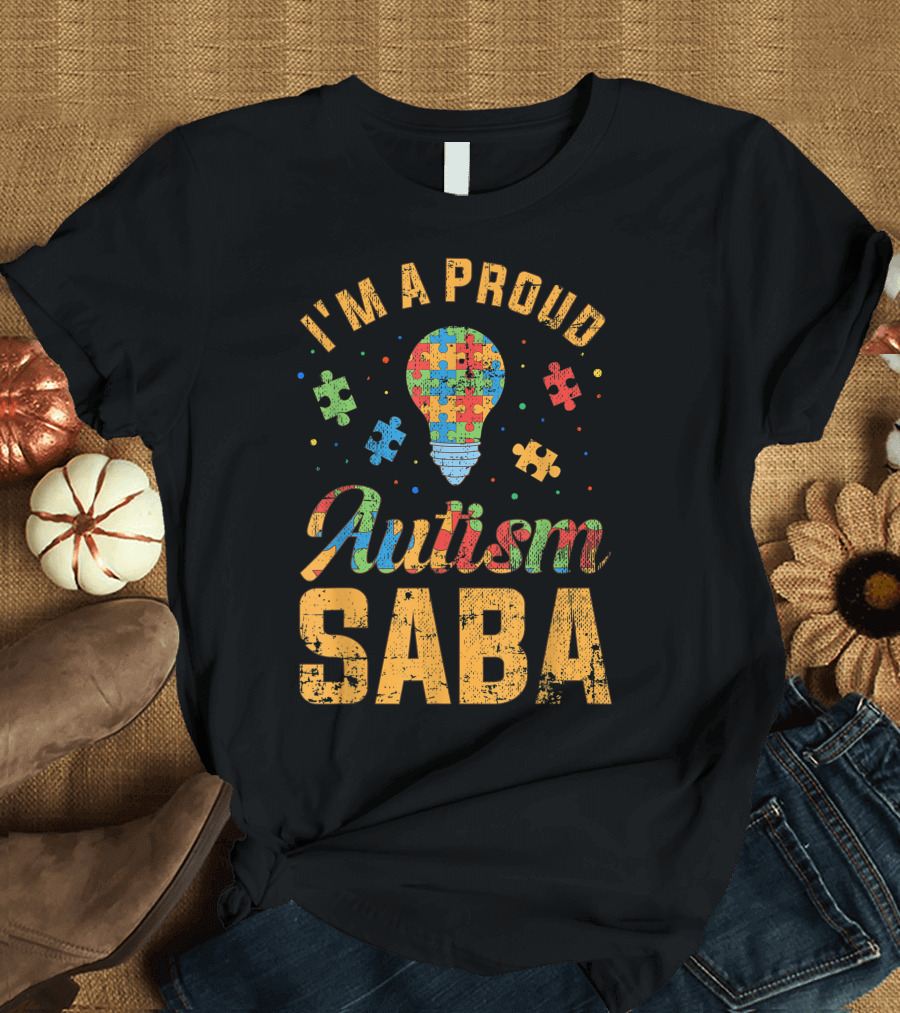 I'm A Proud Autism Saba Autism Awareness Light Bulb Puzzle Pieces T-Shirt