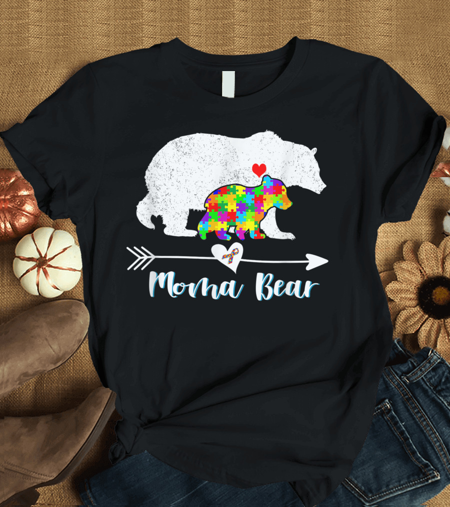Moma Bear Autism Awareness Puzzle Heart T-Shirt