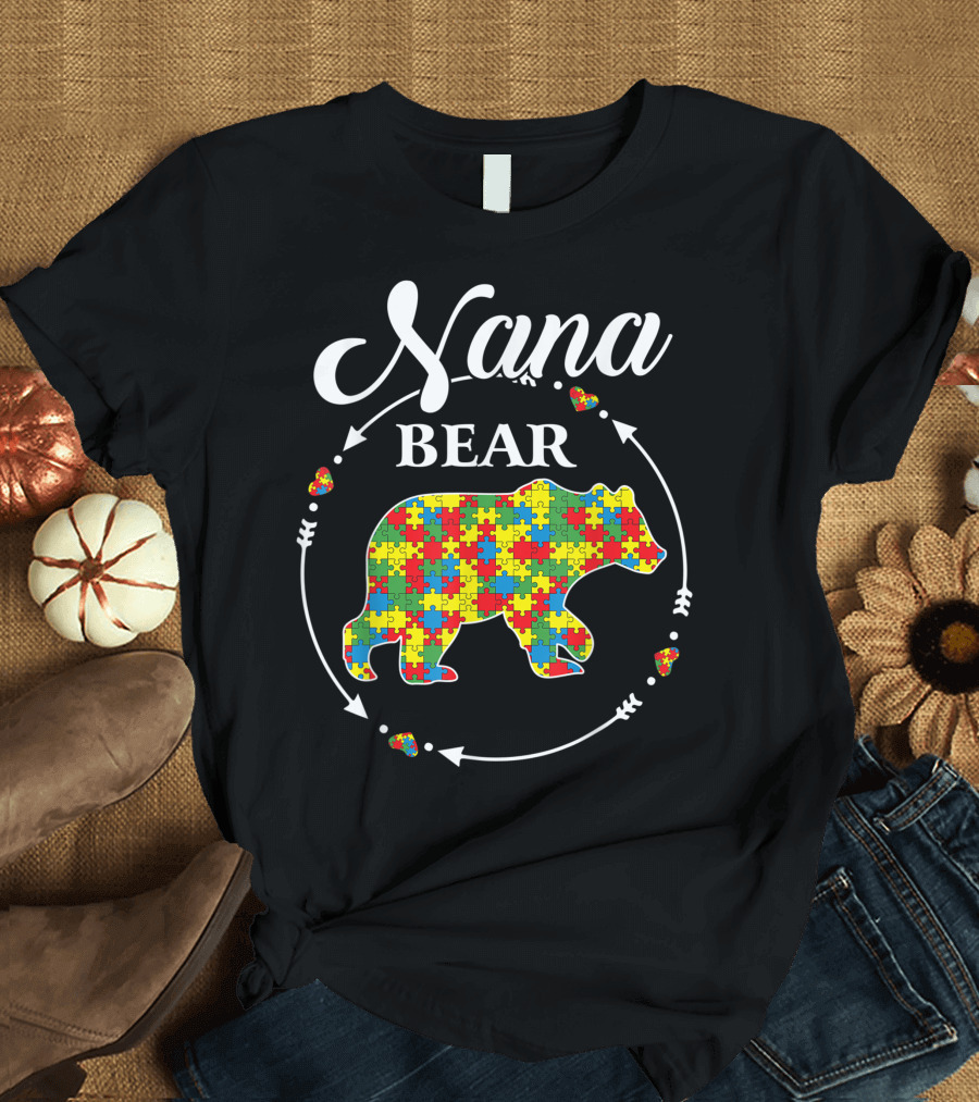 Nana Bear Autism Awareness Puzzle Support Autistic T-Shirt
