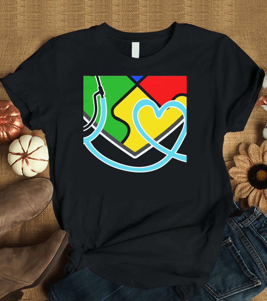 Nurses Autism Awareness Stethoscope Heart Puzzle Piece T-Shirt