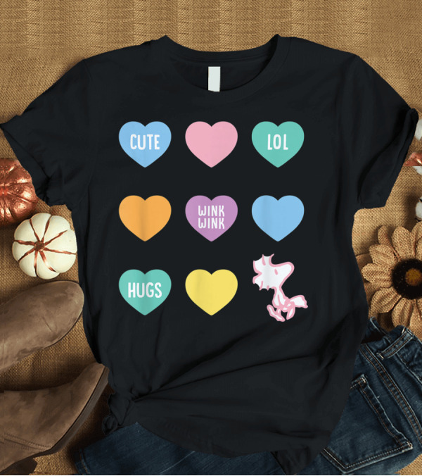 T-Shirt: Peanuts Valentine Candy Heart Cute LOL Wink Wink Hugs Woodstocks T-Shirt Peanuts Valentine Candy Heart Cute LOL Wink Wink Hugs Woodstocks T-Shirt