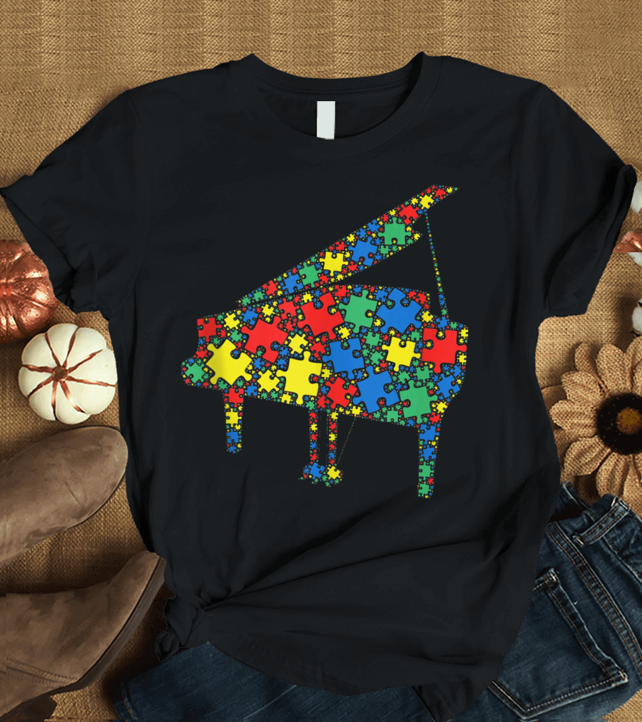 Piano Autism Puzzle Colorful Awareness for Men and Kids T-Shirt