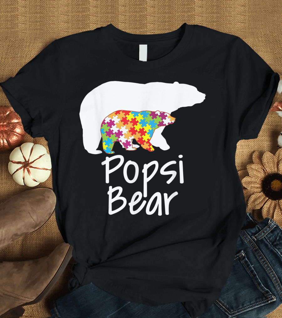 Popsi Bear Autism Awareness Rainbow Puzzle T-Shirt