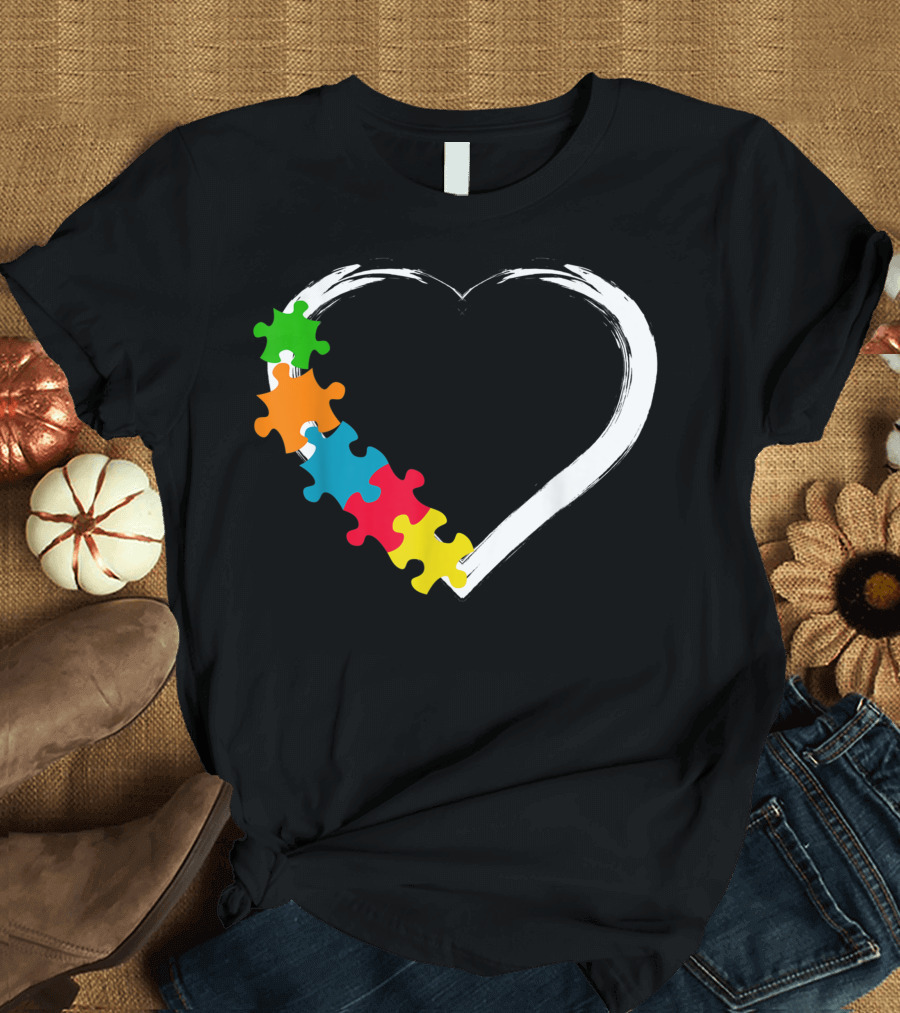 Puzzle Heart Autism Awareness Autistic Autism Moms Multicolor T-Shirt