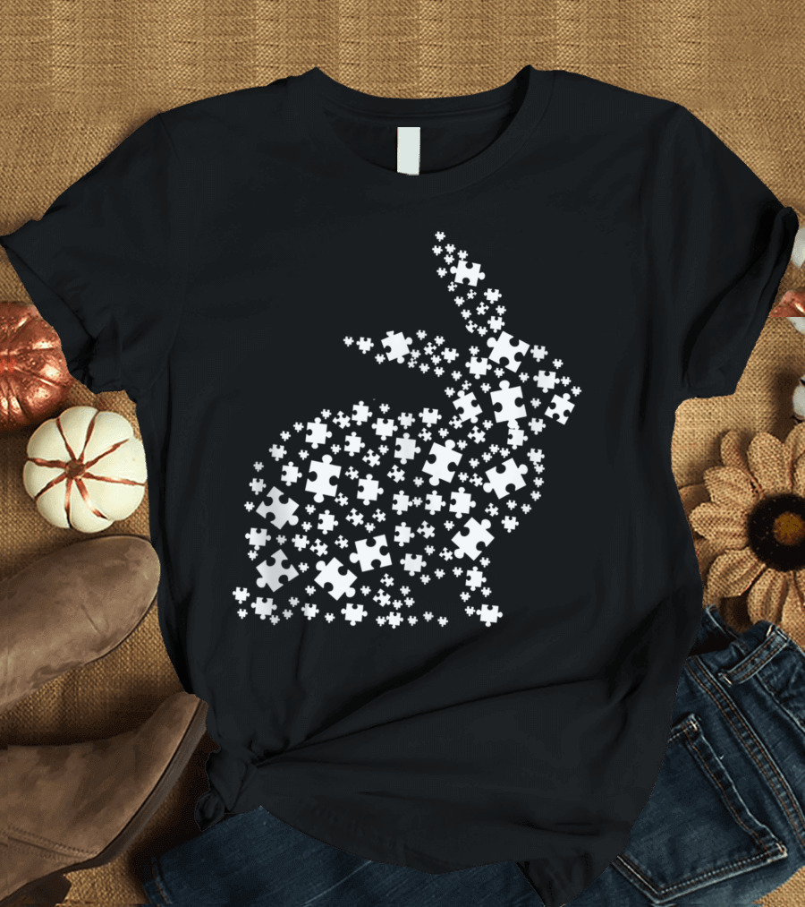Puzzle Piece Bunny Autism Awareness Easter T-Shirt