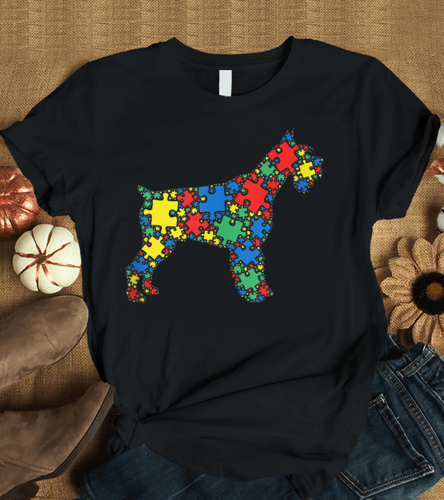 Schnauzer Puzzle Autism Awareness Men Kids Hb T-Shirt