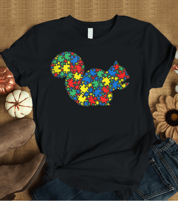 T-Shirt: Squirrel Puzzle Autism Awareness Men Kids Iq T-Shirt Squirrel Puzzle Autism Awareness Men Kids Iq T-Shirt
