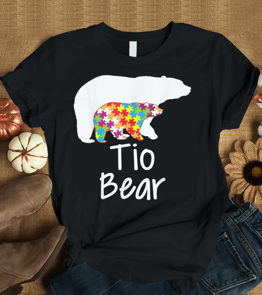 Tio Bear Autism Awareness Rainbow Puzzle Day T-Shirt