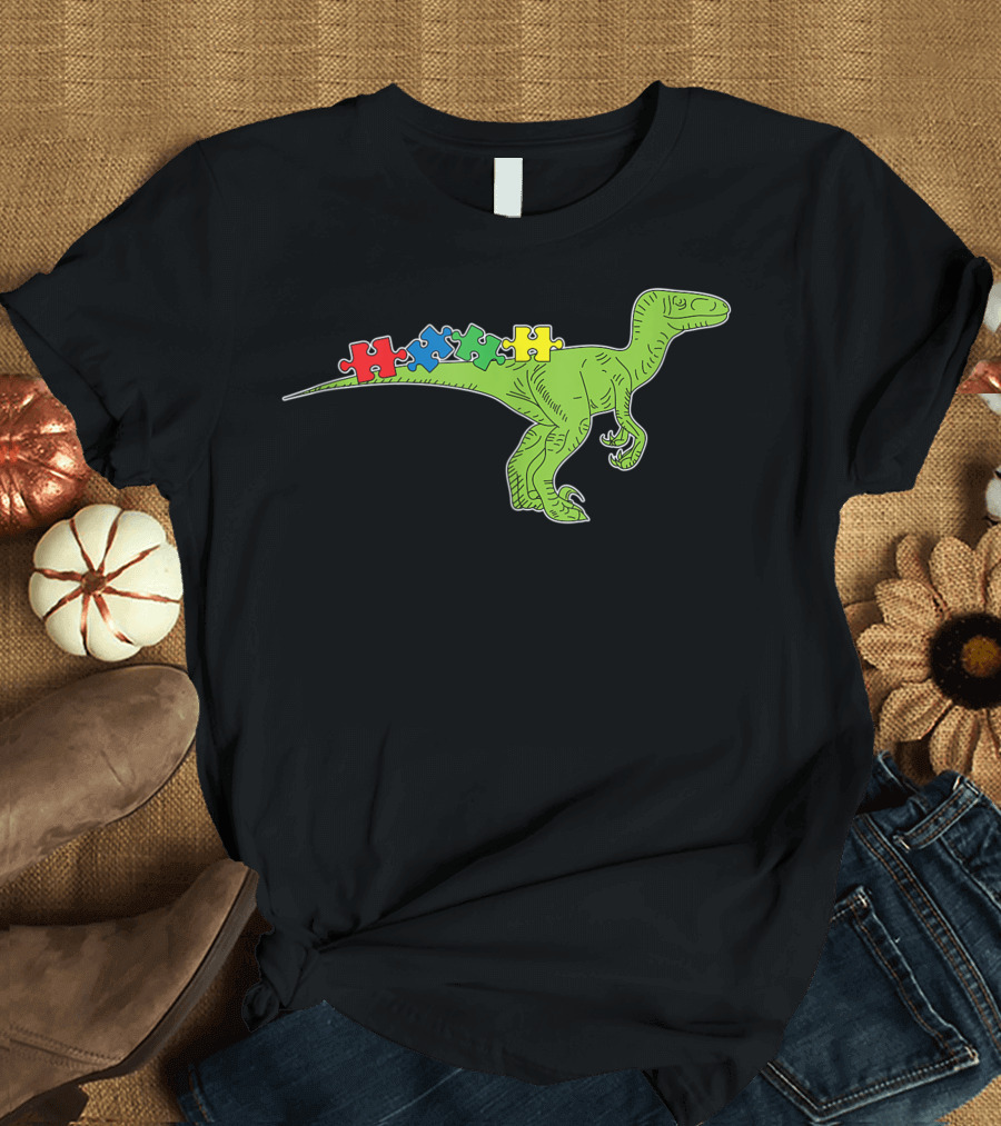 T Rex Autism Awareness Cute Baby Toddlers Puzzle Dinosaur T-Shirt