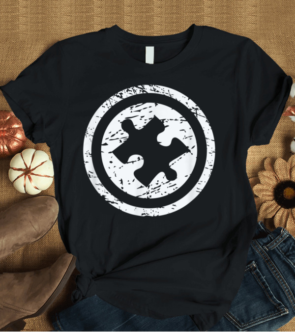 T-Shirt: White Emblem Autism Puzzle Piece T-Shirt White Emblem Autism Puzzle Piece T-Shirt