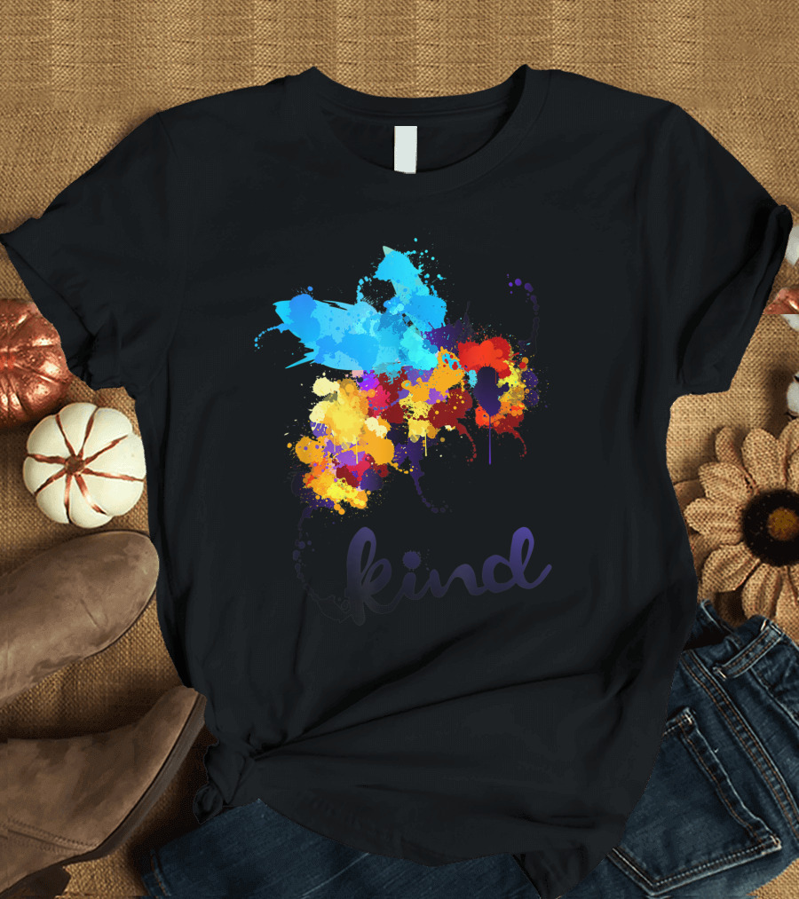 Bee Kind Colorful Paint Splatter Anti Bullying Awareness T-Shirt
