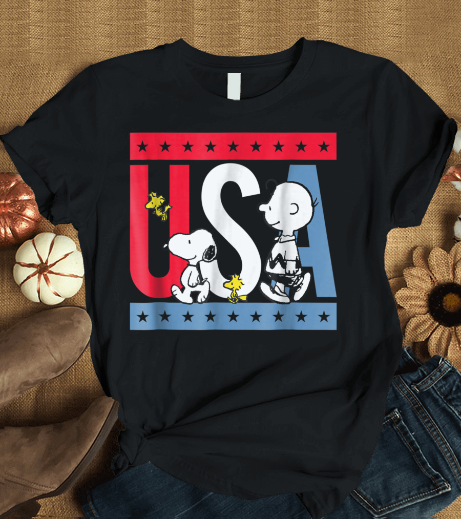 Peanuts Snoopy Americana USA Red White And Blue T-Shirt