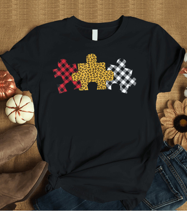 T-Shirt: Tg Autism Awareness Day Leopard Plaid Puzzle T-Shirt Tg Autism Awareness Day Leopard Plaid Puzzle T-Shirt