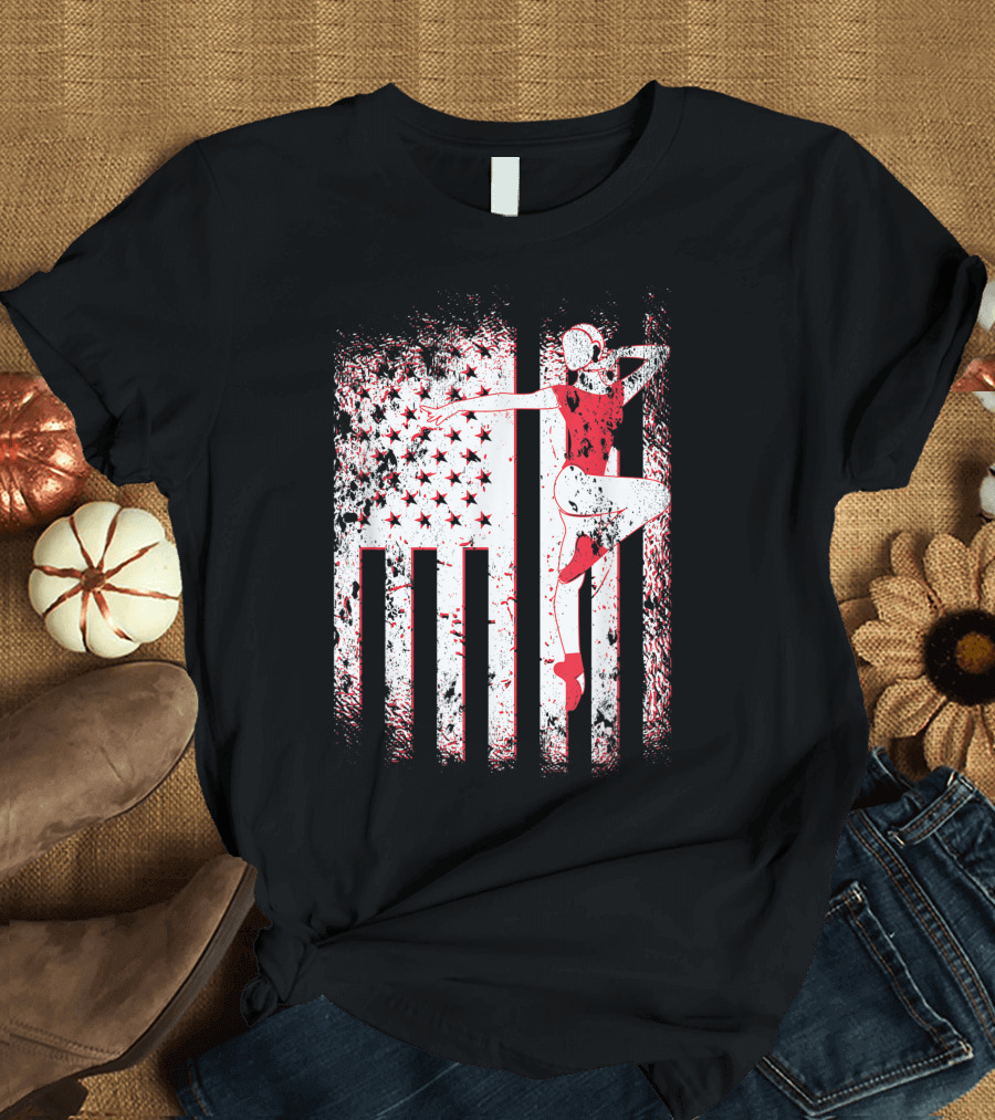 Ballerina American Flag Ballet Dancing 4th of July Patriotic T-Shirt