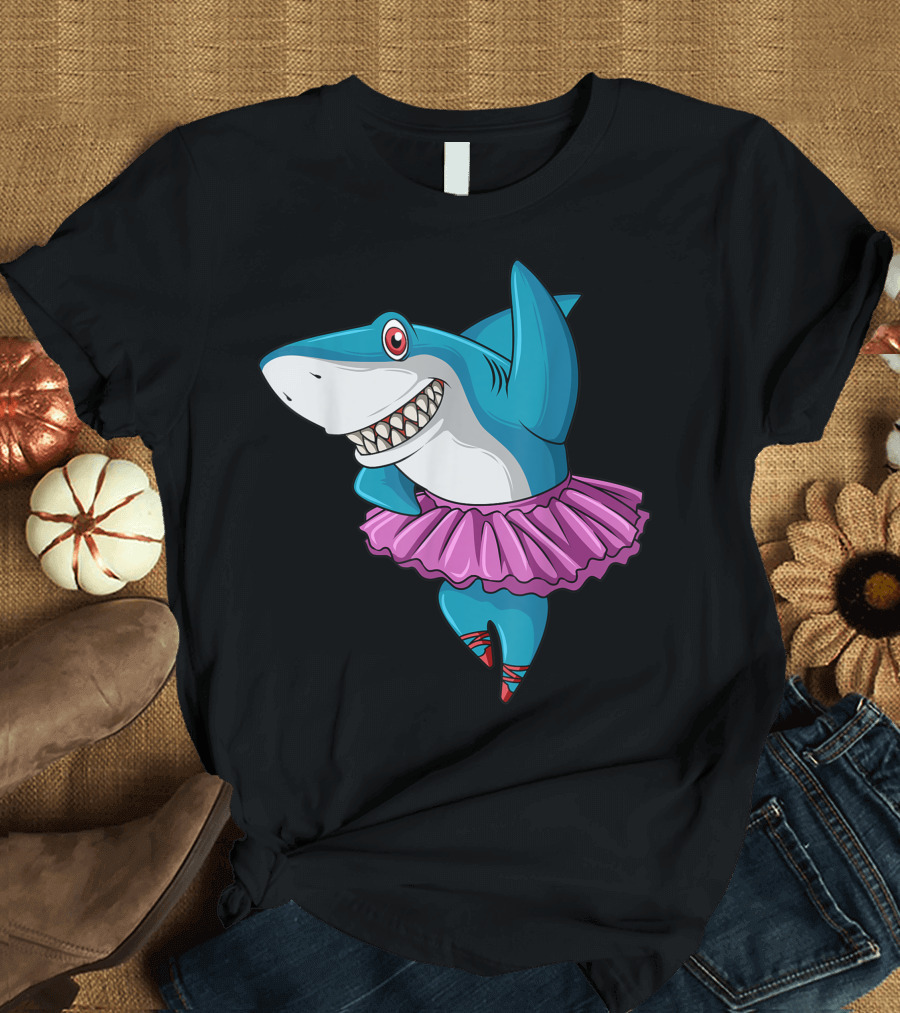 Ballerina Shark Ballet Tutu Dance Party T-Shirt