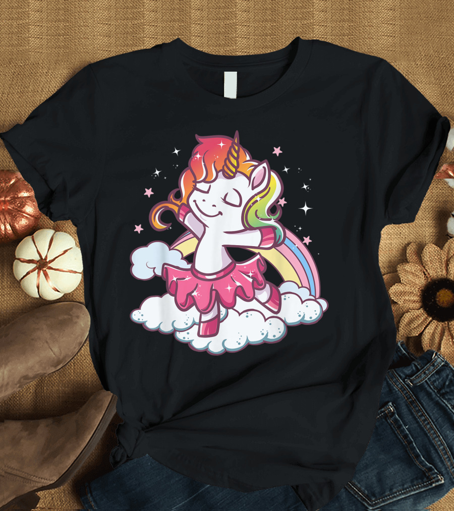 Ballet Dancer Rainbow Cute Ballerina Unicorn Girl Dancing T-Shirt