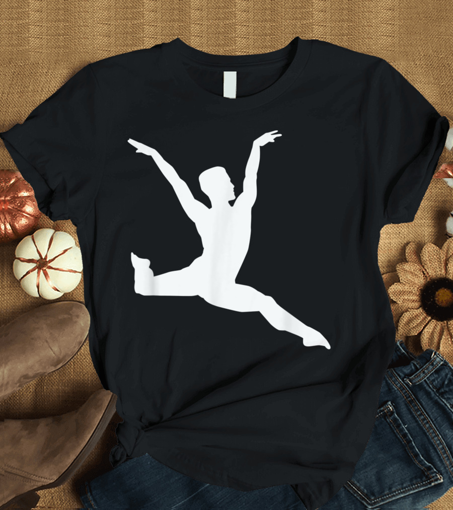 Ballet Man Ballerino Dance Silhouette Iconic Leaping Pose T-Shirt