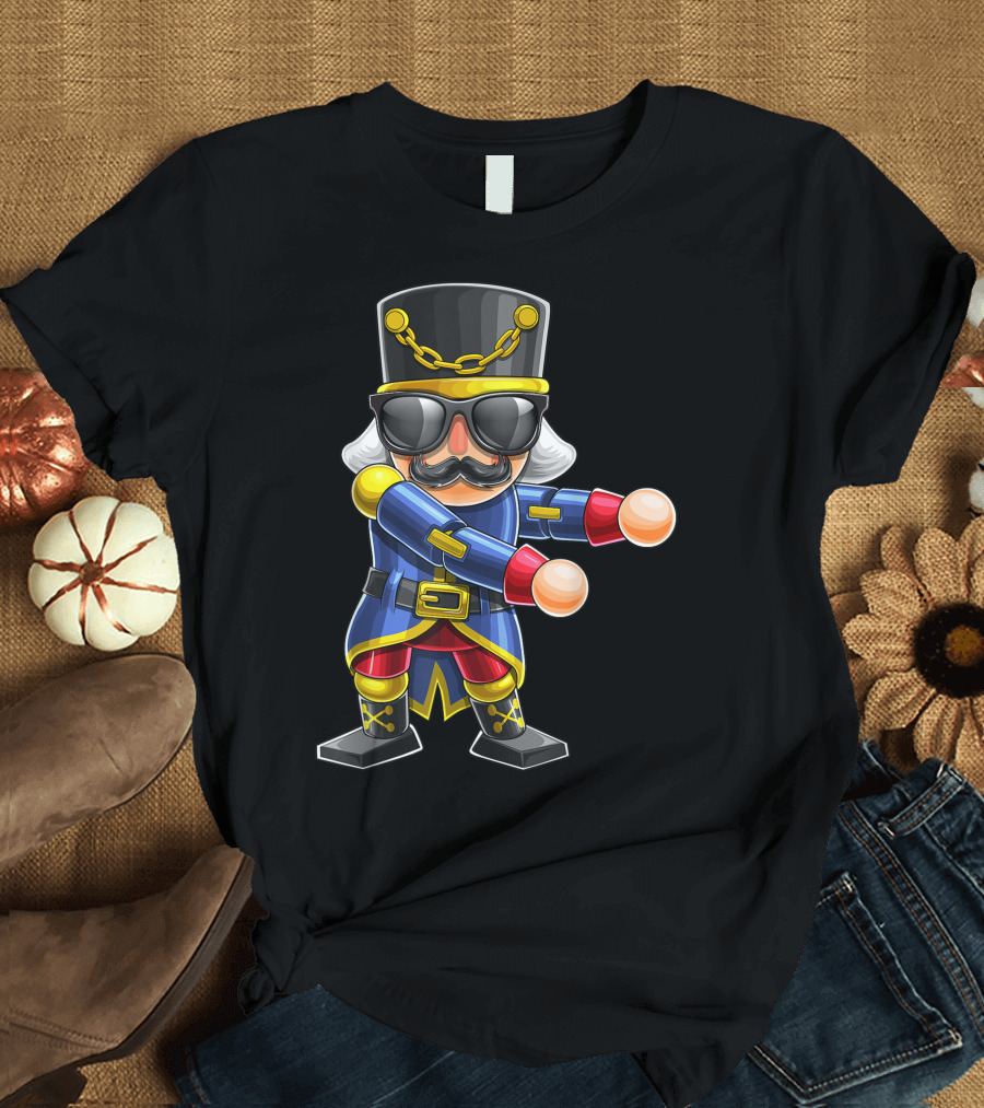 Nutcracker Floss Dance Christmas Character with Sunglasses T-Shirt