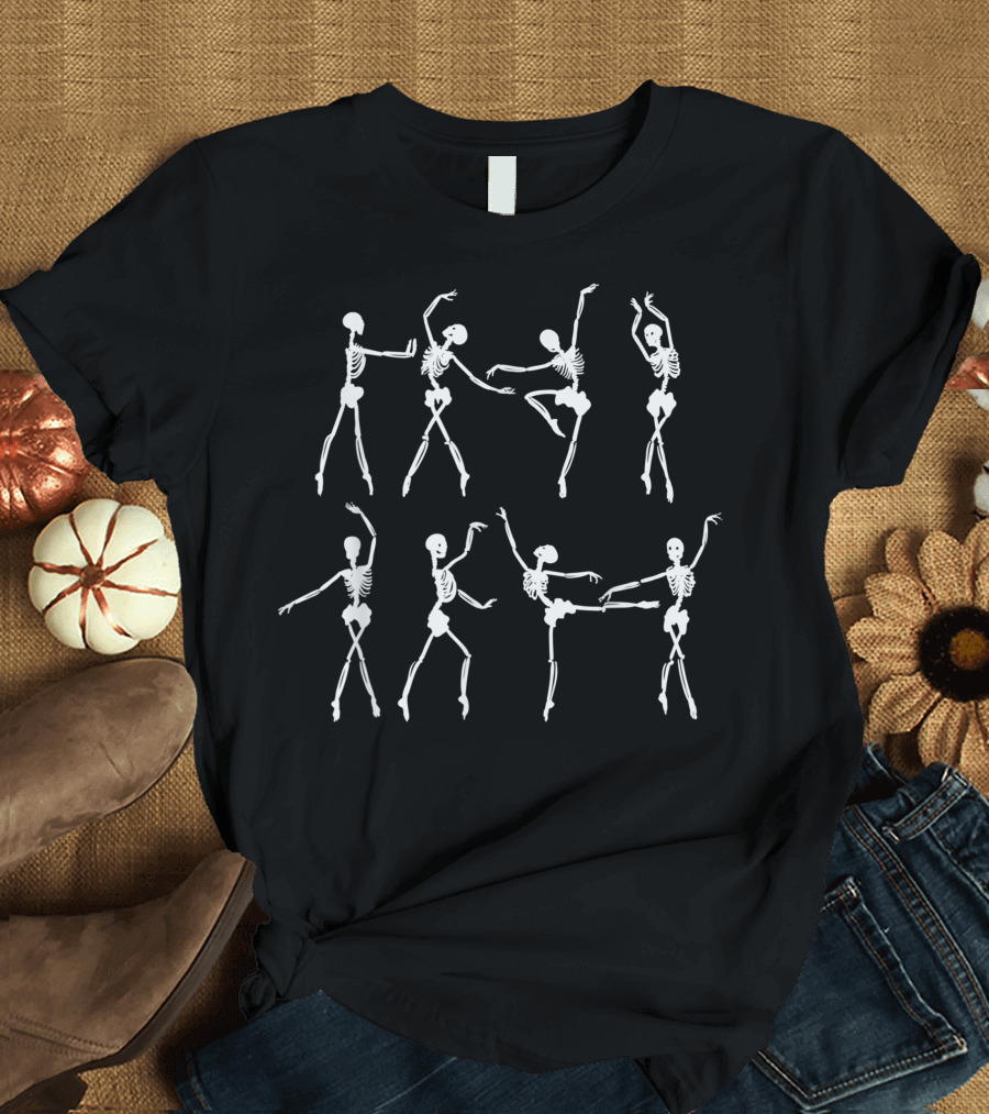Skeleton Ballerinas Ballet Dance Halloween Costume Cute Girl T-Shirt