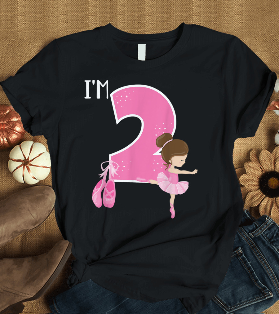 I'm Two Ballerina 2nd Birthday Party Ballet Dancer T-Shirt