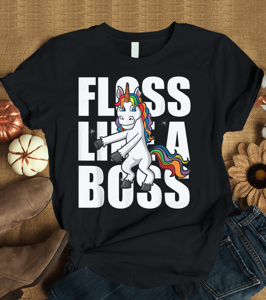 Unicorn Floss Like A Boss Flossing Dance Girls T-Shirt