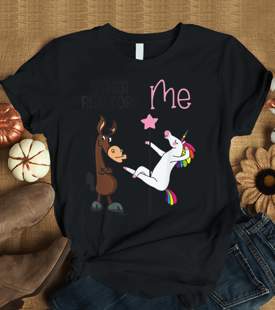Other Realtors and Me Dancing Unicorn Party with Horse and Rainbow Pole T-Shirt