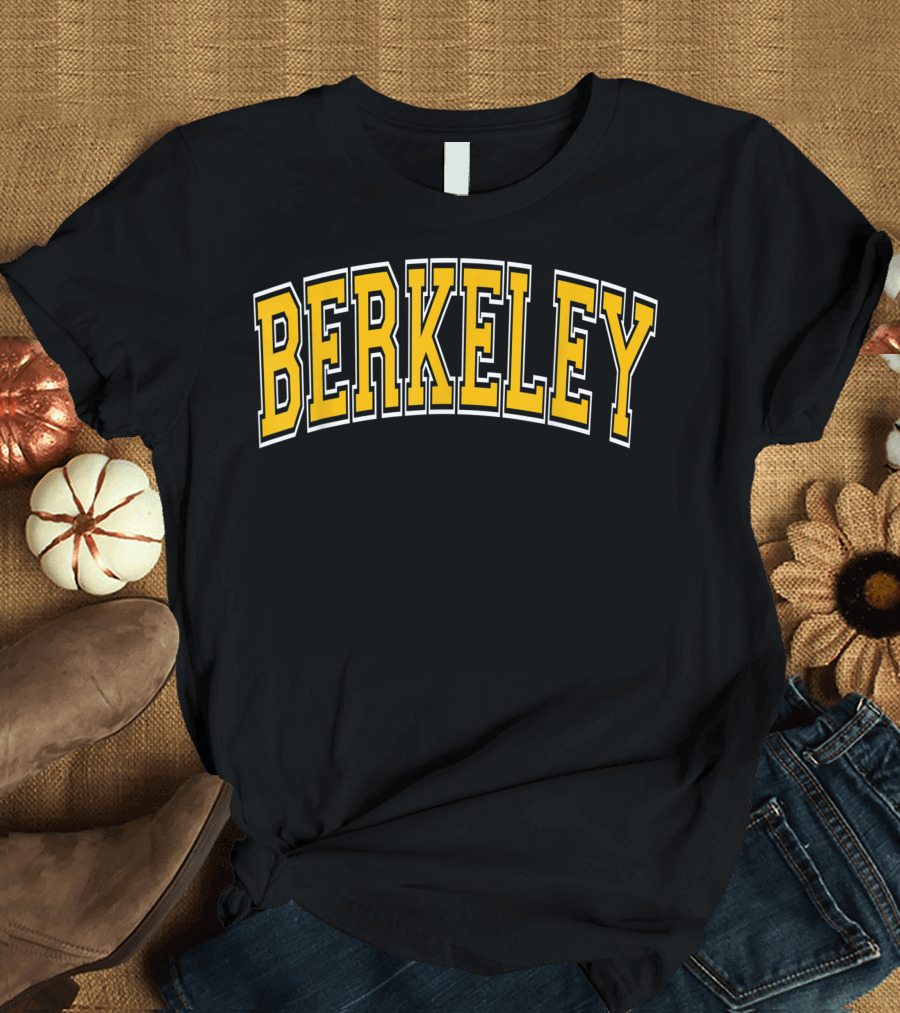 Berkeley California Varsity Style Amber Text T-Shirt
