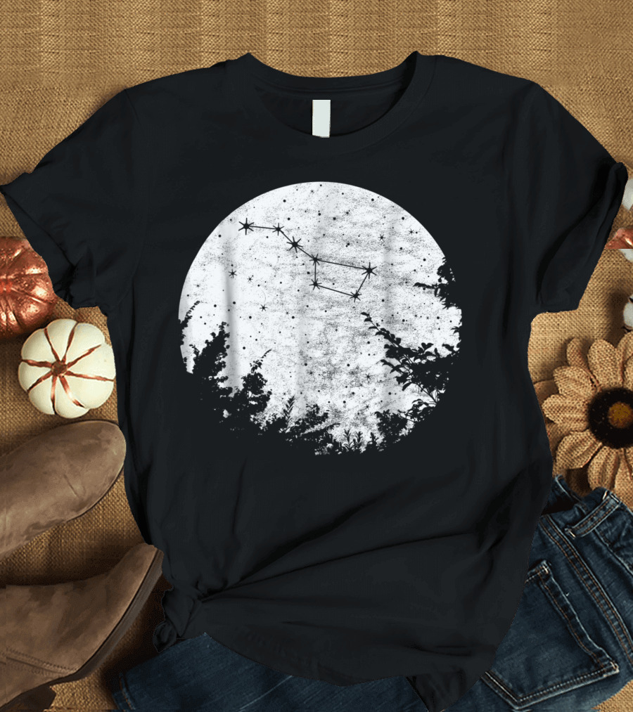 Big Bear Big Dipper Star Constellation Full Moon Forest Luna T-Shirt