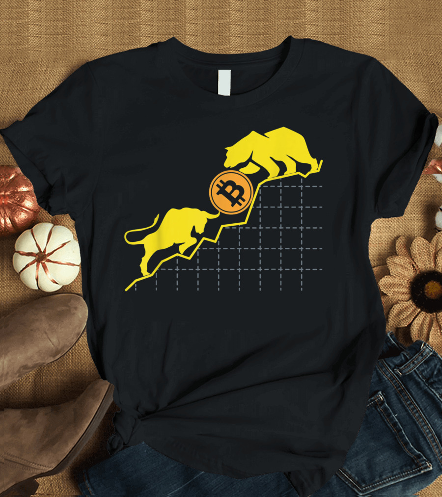 Bitcoin Trader Crypto Asset Bull Versus Bear Chart Battle T-Shirt
