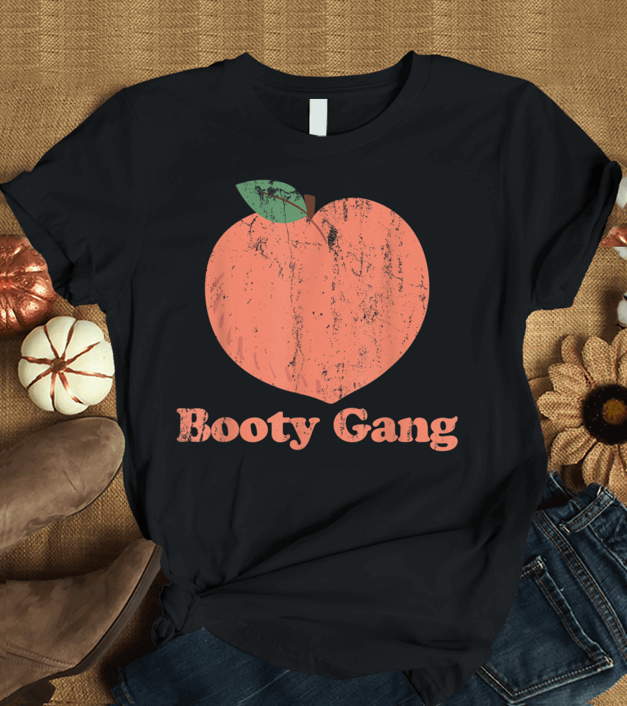 Booty Gang Peach Fruit Emoji Humor Peachy T-Shirt