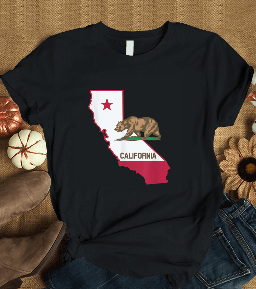 California Republic Bear Distressed State Flag T-Shirt