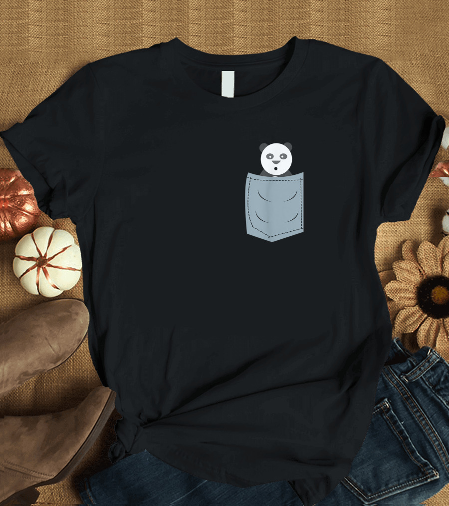 Cool Panda Pocket for Animal Lover Panda T-Shirt