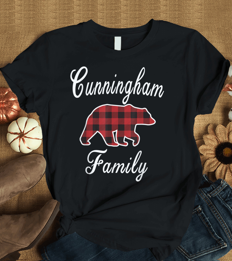 Cunningham Family Red Plaid Bear T-Shirt