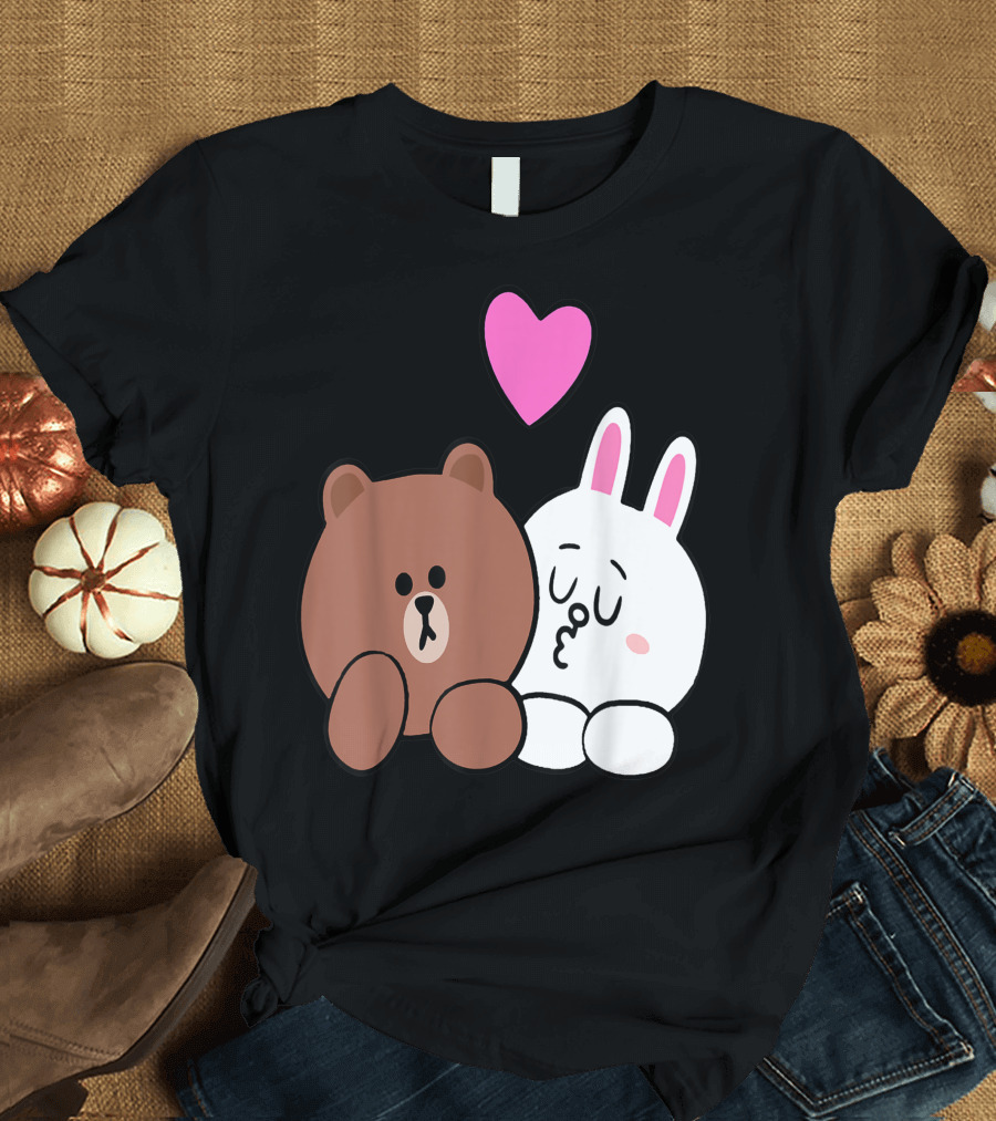 Lean On Me Brown Bear Cony Bunny Rabbit I Love You Kiss T-Shirt
